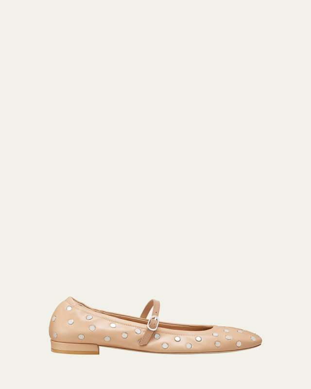 Claris Studded Leather Mary Jane Flats
